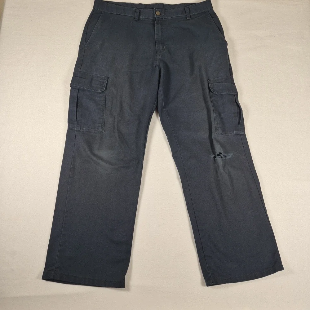 Dickies Cargo Pants Mens 37x29 (Measured) Navy Blue Distressed Skater Utility